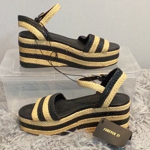 FOREVER 21 BASKETWEAVE WEDGE SANDALS